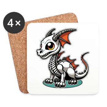 Cute Dragon Skeleton Illustration - Coasters (set of 4) - white - Front