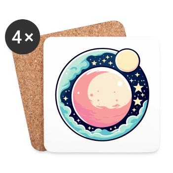 Mond Landschaft Illustration - Untersetzer (4er-Set) - Weiß - Vorne