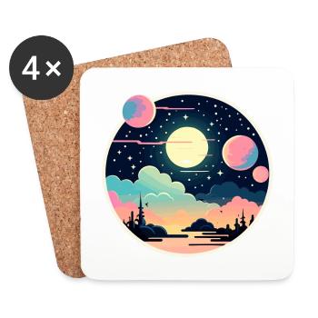 Mond Landschaft Illustration - Untersetzer (4er-Set) - Weiß - Vorne
