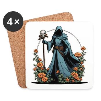 Sensenmann Blumen Illustration - Untersetzer (4er-Set) - Weiß - Vorne
