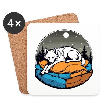 Sleeping Wolf Illustration - Coasters (set of 4) - white - Front
