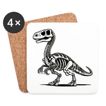 Dinosaurier Skelett Illustration - Untersetzer (4er-Set) - Weiß - Vorne