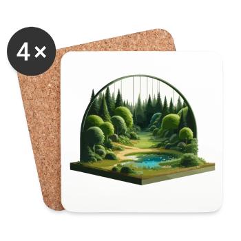 Landscape - Illustration - Coasters (set of 4) - white - Front