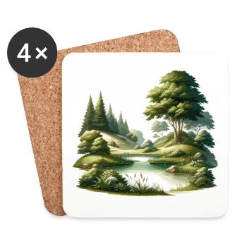 Landscape - Illustration - Coasters (set of 4) - white - Front