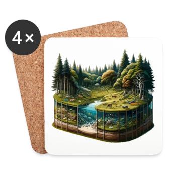 Landscape - Illustration - Coasters (set of 4) - white - Front