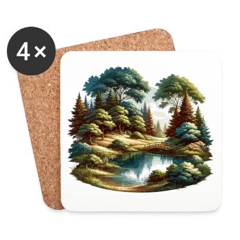 Landscape - Illustration - Coasters (set of 4) - white - Front
