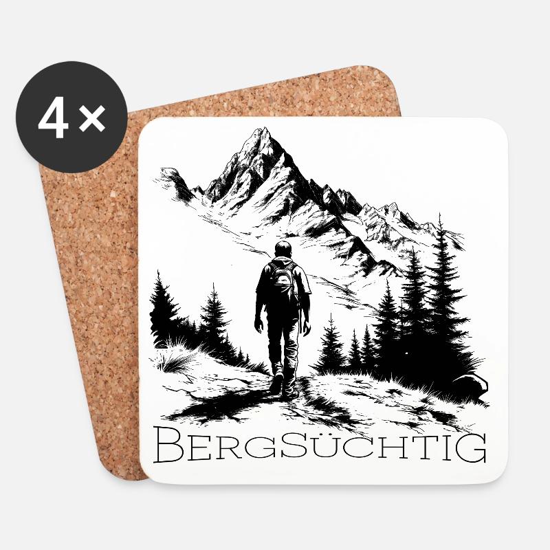 Bergsüchtig - Untersetzer (4er-Set) - Weiß
