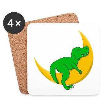 Dino Kid T-Rex Baby Sleep Shirt Dinosaur - Coasters (set of 4) - white - Front