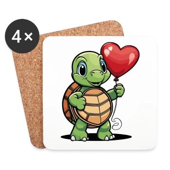 Schildkröte Herz - Valentinstag - Untersetzer (4er-Set) - Weiß - Vorne