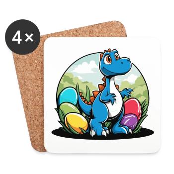 Dinosaurier Ostereier Ostern - Untersetzer (4er-Set) - Weiß - Vorne
