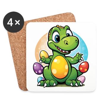Oeufs de Pâques dinosaures Pâques - Dessous de verre (lot de 4) - blanc - Devant