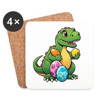 Oeufs de Pâques dinosaures Pâques - Dessous de verre (lot de 4) - blanc - Devant