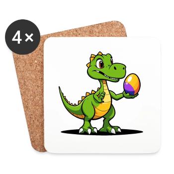 Oeufs de Pâques dinosaures Pâques - Dessous de verre (lot de 4) - blanc - Devant