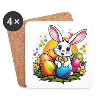 Lapin de Pâques Illustration de Pâques - Dessous de verre (lot de 4) - blanc - Devant
