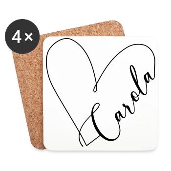 Carola Name Heart Line - Coasters (set of 4) - white - Front