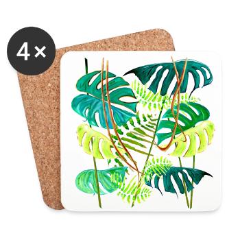 Monstera-Regenwald - Untersetzer (4er-Set) - Weiß - Vorne