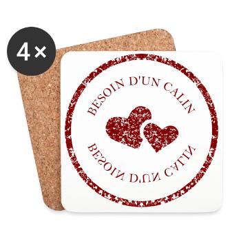 Besoin d un calin - Dessous de verre (lot de 4) - blanc - Devant