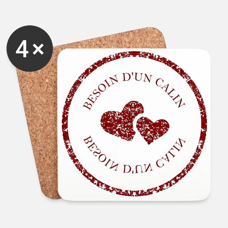 Besoin d un calin - Dessous de verre (lot de 4) - blanc