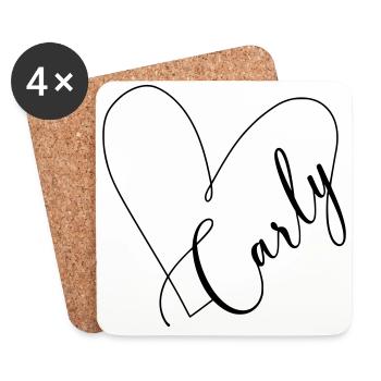 Carly Name Heart Line - Coasters (set of 4) - white - Front
