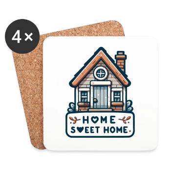 Home Sweet Home - Illustration de maison - Dessous de verre (lot de 4) - blanc - Devant