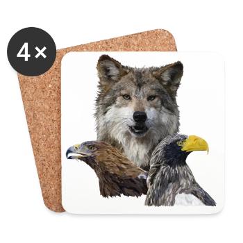 Wolf and Eagles - Coasters (set of 4) - white - Front