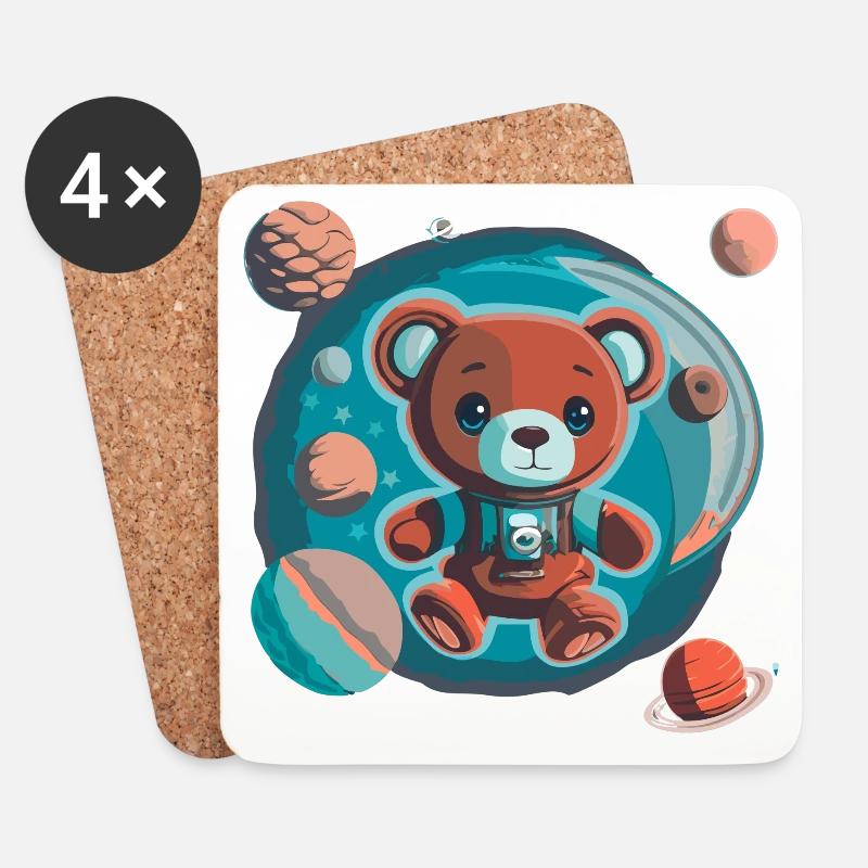 Weltraumforscher Teddybär - Untersetzer (4er-Set) - Weiß