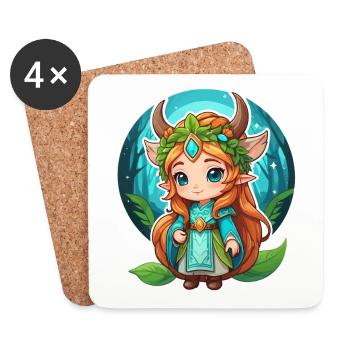 Druide Niedlich Illustration - Untersetzer (4er-Set) - Weiß - Vorne