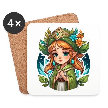 Druide Niedlich Illustration - Untersetzer (4er-Set) - Weiß - Vorne