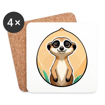 Erdmännchen Niedlich Illustration - Untersetzer (4er-Set) - Weiß - Vorne