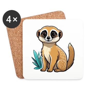 Erdmännchen Niedlich Illustration - Untersetzer (4er-Set) - Weiß - Vorne