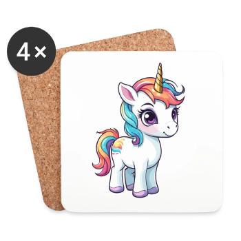 Illustration de licorne - Dessous de verre (lot de 4) - blanc - Devant