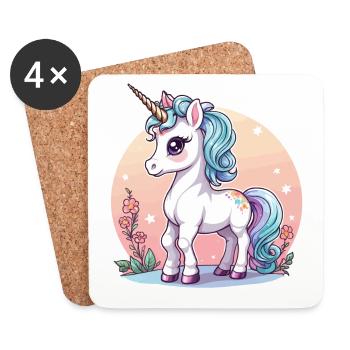 Illustration de licorne - Dessous de verre (lot de 4) - blanc - Devant