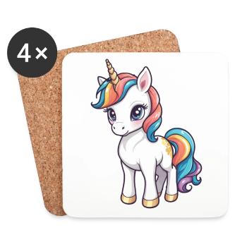 Illustration de licorne - Dessous de verre (lot de 4) - blanc - Devant