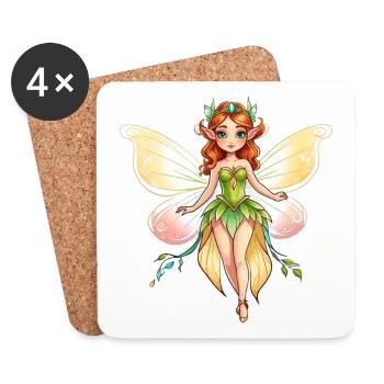 Fairy Fantasy Illustration - Coasters (set of 4) - white - Front
