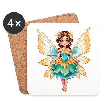 Fee Fantasy Illustration - Untersetzer (4er-Set) - Weiß - Vorne