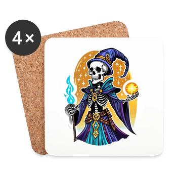 Skeleton Magician Fantasy Illustration - Coasters (set of 4) - white - Front
