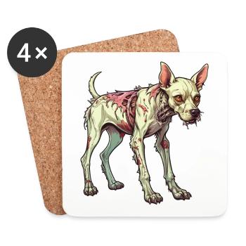 Zombie Hund Illustration - Untersetzer (4er-Set) - Weiß - Vorne