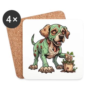 Zombie Hund Illustration - Untersetzer (4er-Set) - Weiß - Vorne