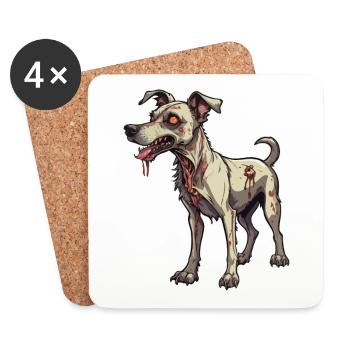 Zombie Hund Illustration - Untersetzer (4er-Set) - Weiß - Vorne