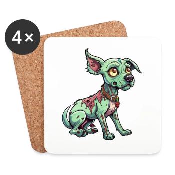 Zombie Hund Illustration - Untersetzer (4er-Set) - Weiß - Vorne