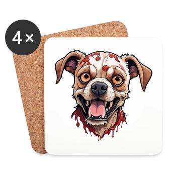 Zombie Hund Illustration - Untersetzer (4er-Set) - Weiß - Vorne