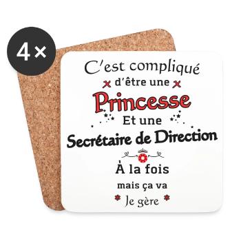 Princesse Secrétaire de Direction - Dessous de verre (lot de 4) - blanc - Devant