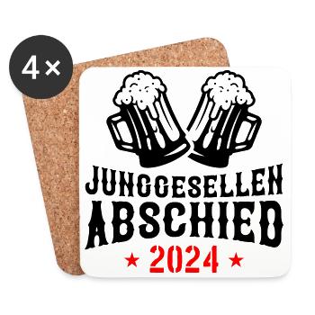 Junggesellen Abschied 2024 - Untersetzer (4er-Set) - Weiß - Vorne