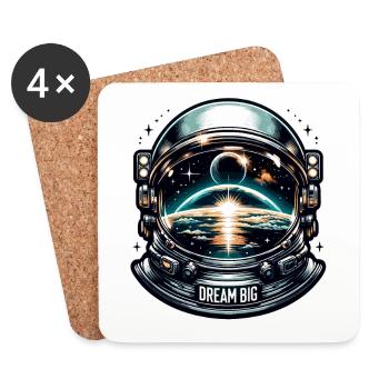 Dream Big - Astronaut Illustration - Coasters (set of 4) - white - Front