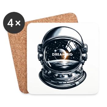 Dream Big - Astronaut Illustration - Coasters (set of 4) - white - Front