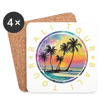 Bali Tour Travel Colorful Vacation - Coasters (set of 4) - white - Front