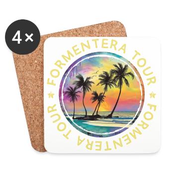 Formentera Tour Reise Bunt Urlaub - Untersetzer (4er-Set) - Weiß - Vorne