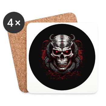 Crâne décoratif avec serpents - Dessous de verre (lot de 4) - blanc - Devant
