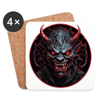 Diable démoniaque maléfique aux yeux rouges - Dessous de verre (lot de 4) - blanc - Devant