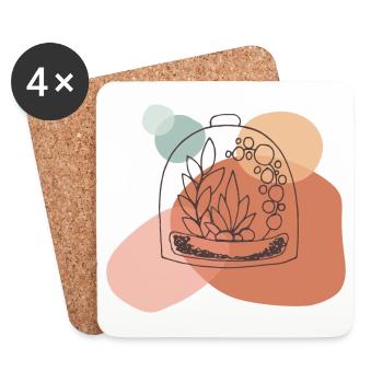 Terrarium Line Art - Dessous de verre (lot de 4) - blanc - Devant